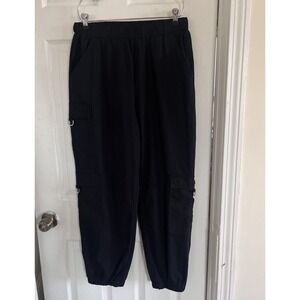 Black Cargo Pants D-Ring Joggers Streetwear Gothic Grunge Y2K Punk Retro